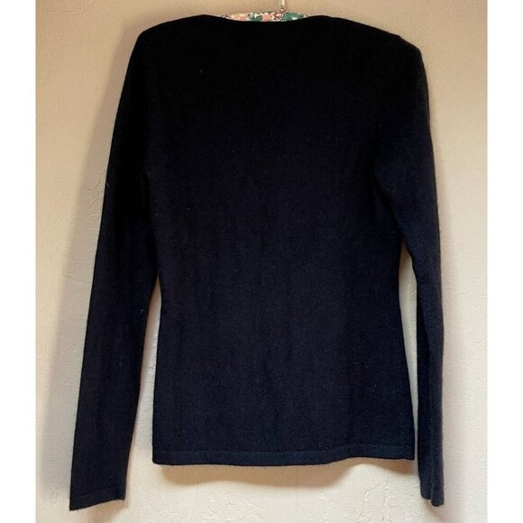 Vertical Design Womens Knotted Pullover Sweater Small Cashmere Black Preppy - Picture 2 of 8